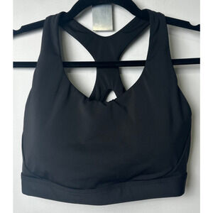 Athleta Sports Bra Womens L Black Cross Back Padded Nylon Spandex Athletic A58